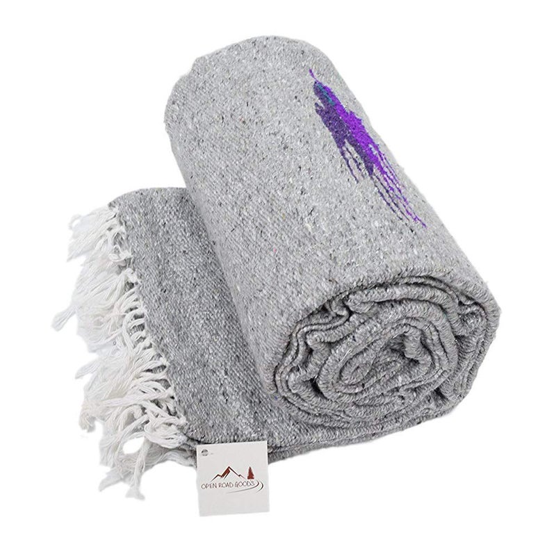Open Road Goods Yoga Blanket - Thick Mexican Thunderbird Blanket - Handmade and Made for Yoga! (Grey) - Image 5